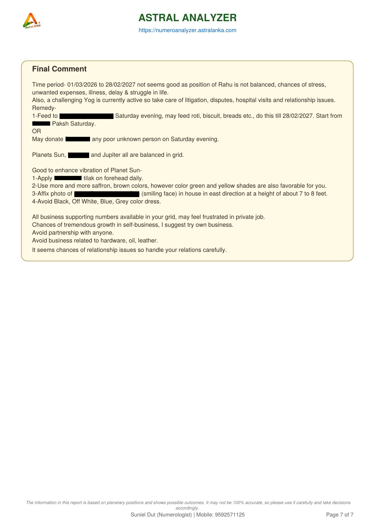 Sample DOB Report - page 7